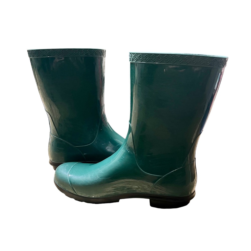 UGG Sienna Rain Boots Pine Green Glossy Waterproof Rubber Boots Womens 9